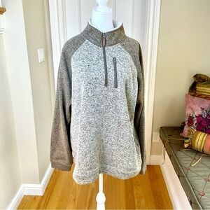 Sweatshirt with Quarter Zip High Neck Sherpa Trim Tan Cream (2XL) 2022 Old River